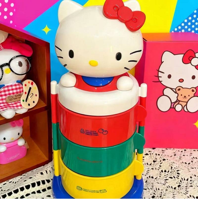 Beauty Makeup Desk - Cartoon-Figur Hello Kitty Aufbewahrungsbox Drehbare Dreischichtige