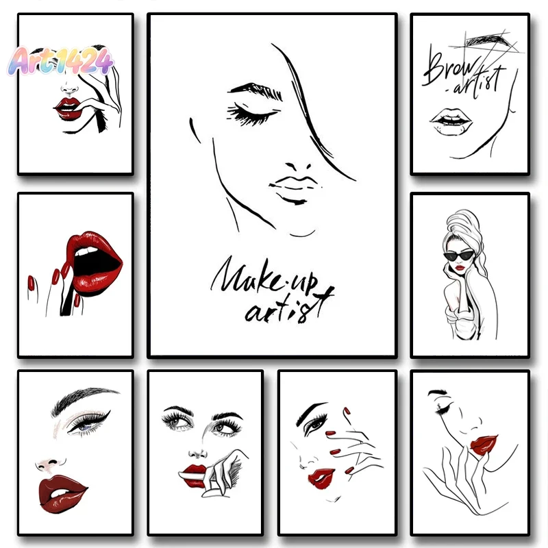 Beauty Makeup Hd - Mode-Make-up-Poster Sexy Schönheitsfrau Zitate Wandkunst Nordische