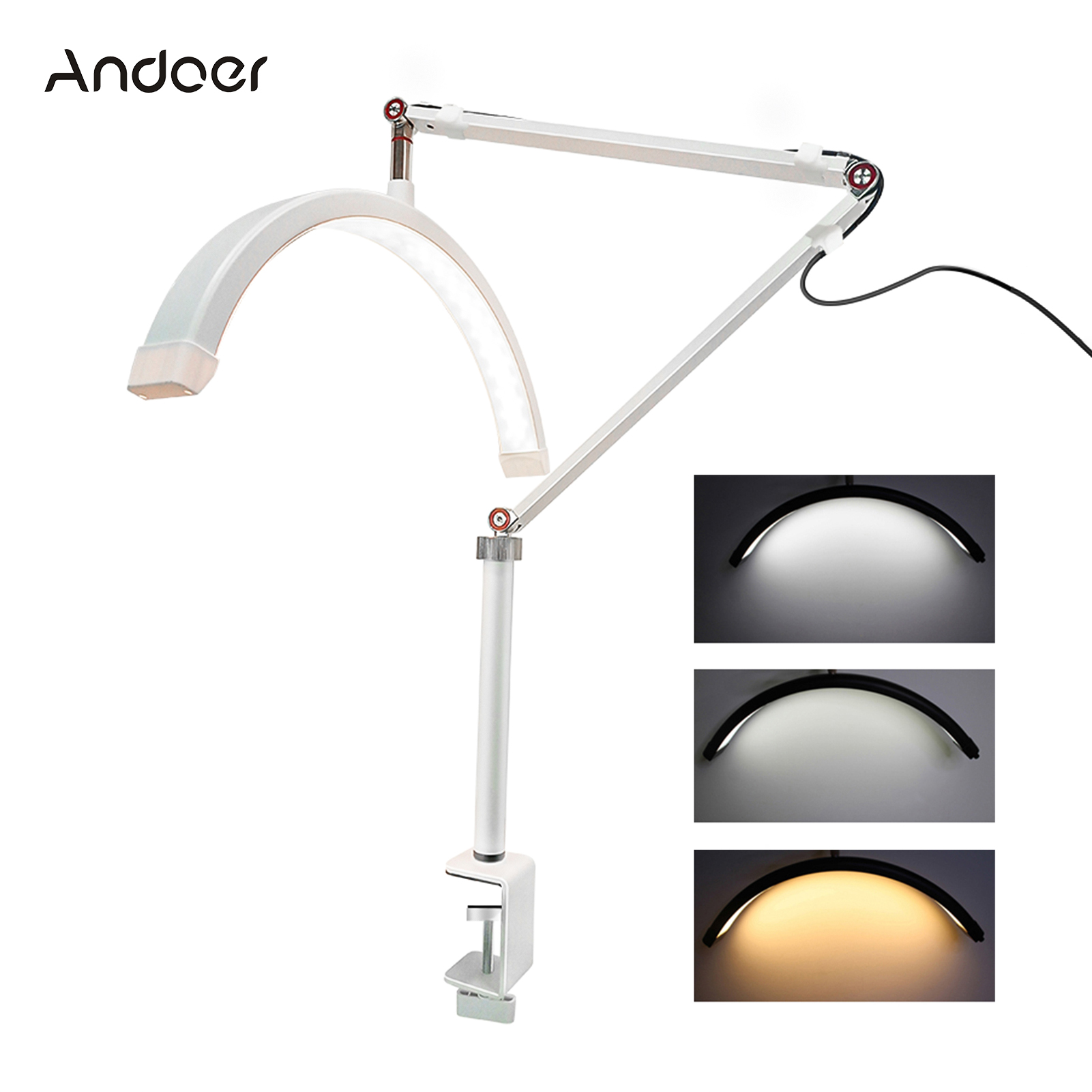 Beauty Makeup Hd - Andoer HD-M3X LED-Videoleuchte, halbmondförmiges Desktop-Ringlicht, 3000