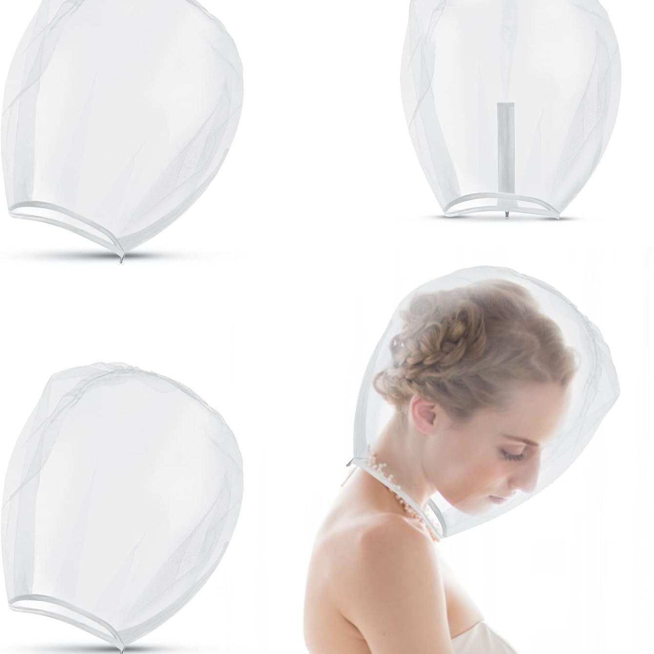 Beauty Makeup Bridal - Wiederverwendbare Braut-Make-up-Schutzhaube aus Nylon-Chiffon, Braut-Gesichtsmaske für