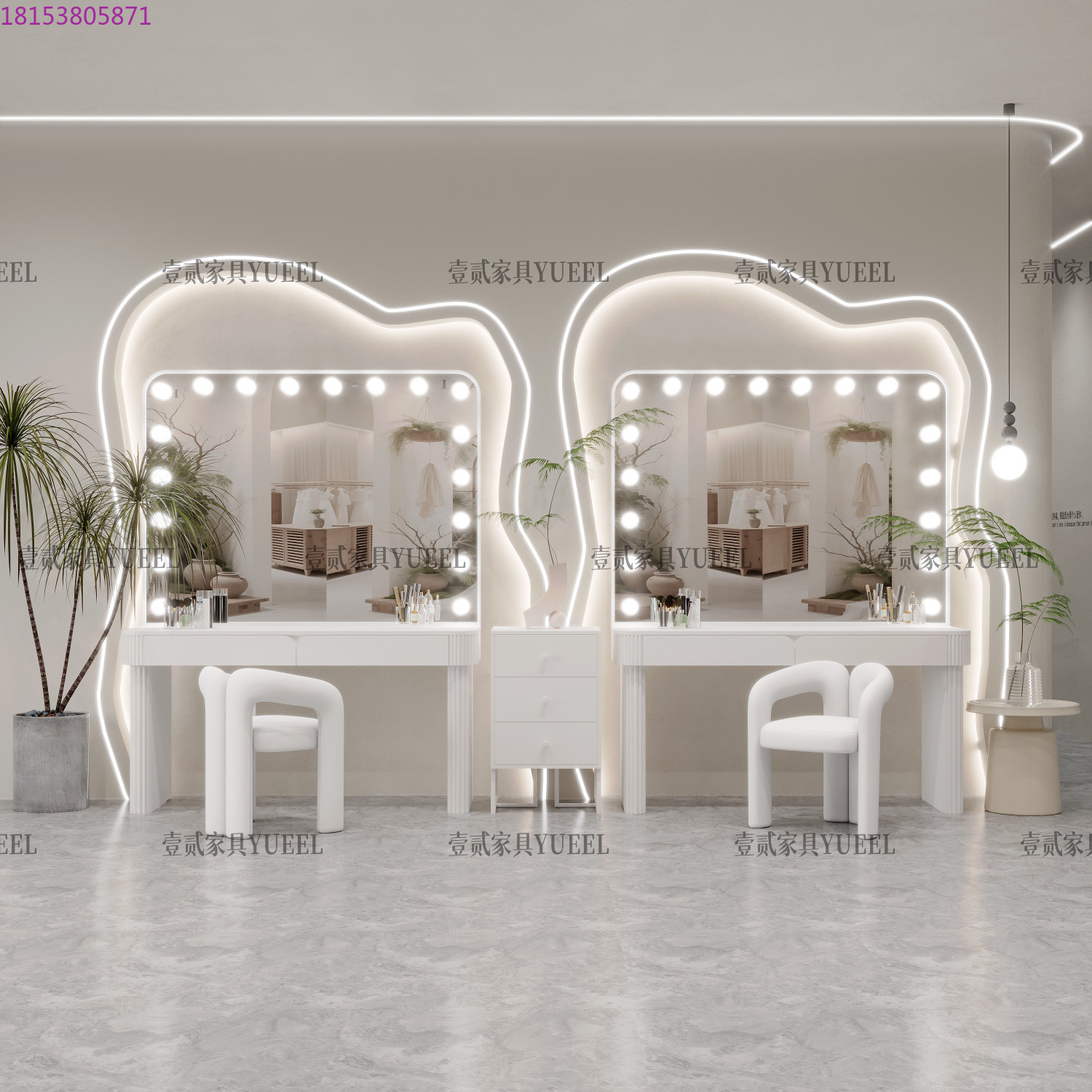Beauty Makeup Bridal - Schminktisch mit Lampe, Senioren-Brautladen, Schminkünstler, Kommode,