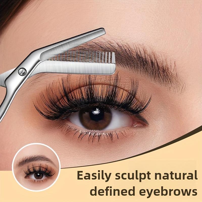 Beauty Works Makeup - Augenbrauenschere aus Edelstahl mit integriertem Kamm,